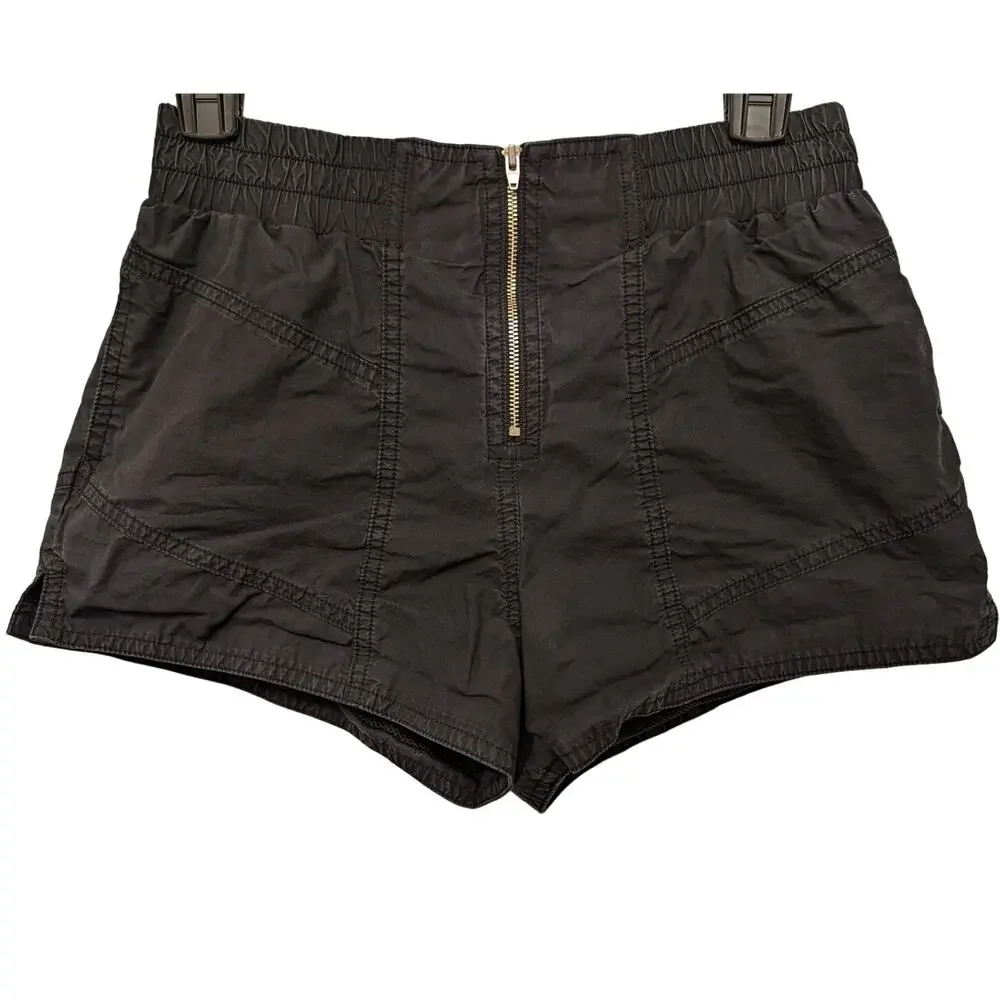 Alexander Wang Mid Rise Swim Shorts Black Zip Fly Cotton Casual Beach Mesh Lined